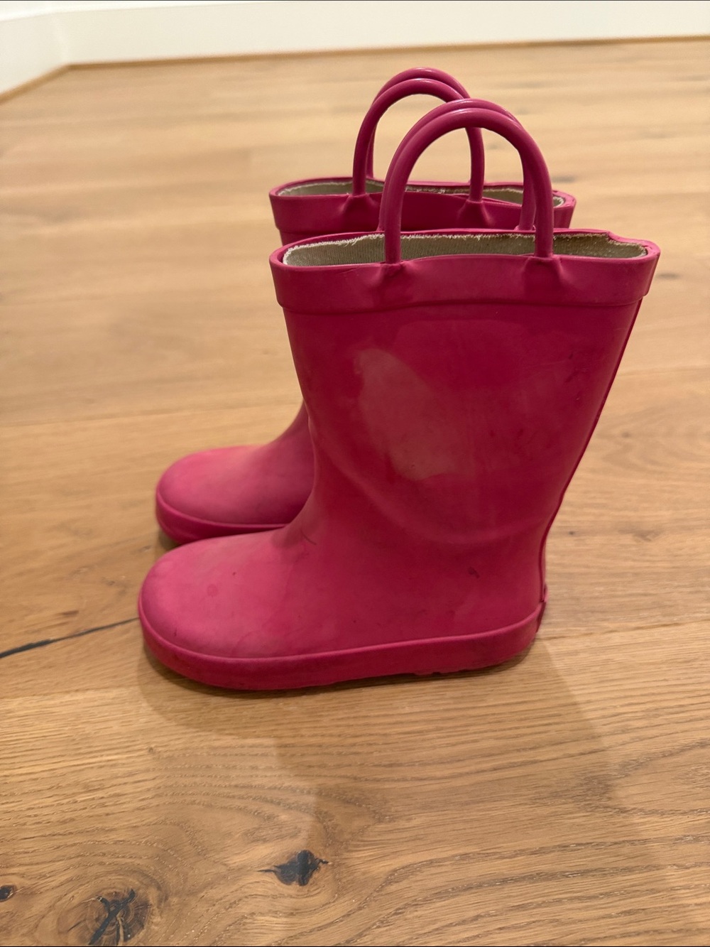 Kids Waterproof Hot Pink Rain Boots with Easy Carry Handles
